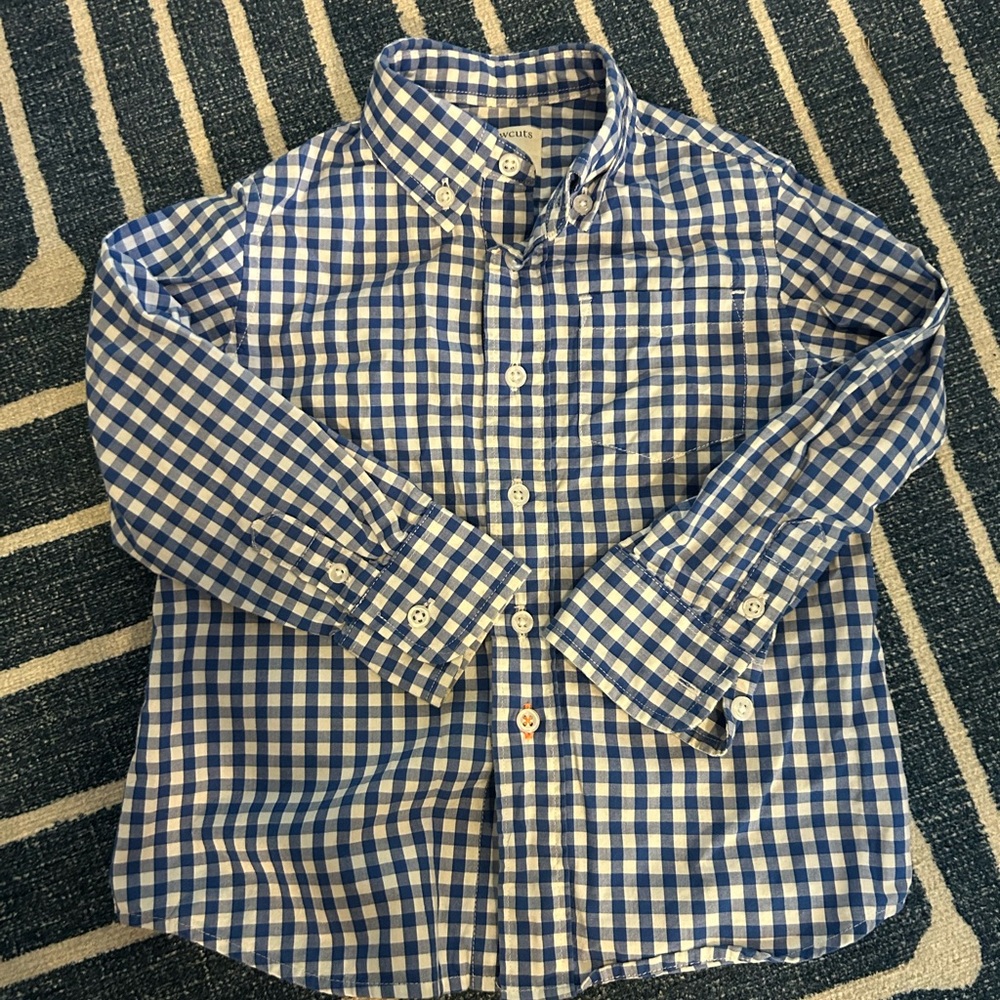 Crewcuts Blue and White Gingham Shirt size 2